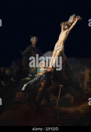 The Raising of the Cross, Rembrandt, circa 1633, Alte Pinakothek, Munich, Germany Stock Photo