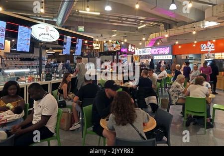 Manchester Arndale centre Deli,& food court in the indoor market, 49 High St, Manchester, England, UK,  M4 3AH Stock Photo