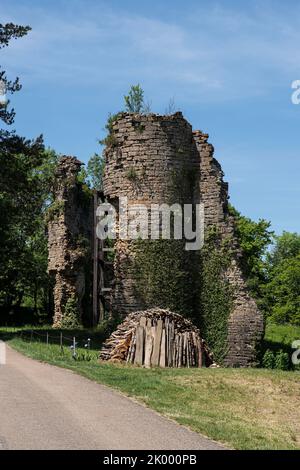 Ancient ruin in the village of Chateau Chalon in the Jura in France Stock Photo