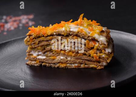 Liver cake with meat and egg healthy protein food rustic style Stock Photo Alamy