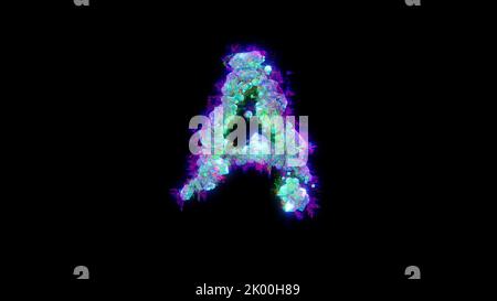 Distortion Letter R abstract distortion font - blue letter R on black bg, isolated - object ...