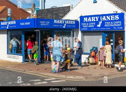 Mary Janes fish and chip shop, Cromer, north Norfolk, England, UK Stock Photo