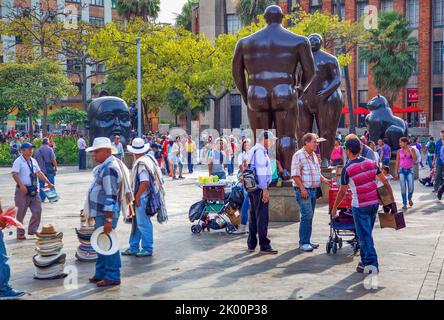 Colombia, Medellin, on Plaza Botero there are 23 statues exposed from Fernando Botero. Stock Photo