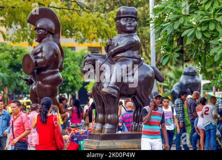 Colombia, Medellin, on Plaza Botero there are 23 statues exposed from Fernando Botero. Stock Photo