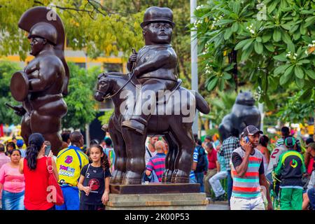 Colombia, Medellin, on Plaza Botero there are 23 statues exposed from Fernando Botero. Stock Photo