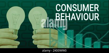 Conceptual display Consumer BehaviourDecisions that people make to buy or not to buy a product. Business approach Decisions that showing make to buy Stock Photo