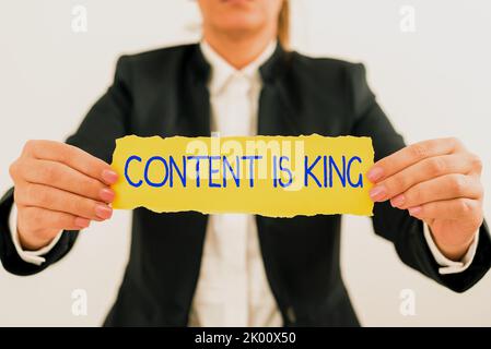 Conceptual caption Content Is KingContent is the heart of today's marketing strategies. Business concept Content is the heart of todays marketing Stock Photo