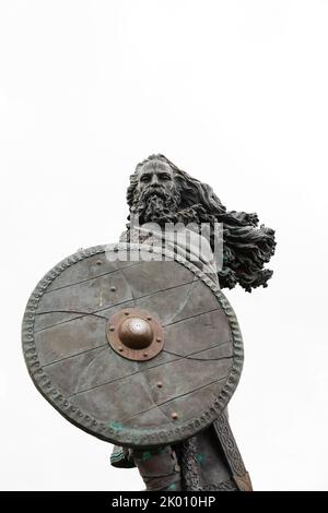 Bronze statue of Harald Fairhair, first Viking King of Norway. Haugesund, Norway Stock Photo