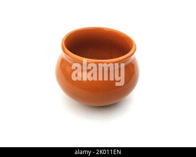 brown clay pot isolated on white background Stock Photo