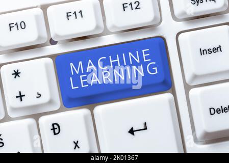 Text showing inspiration Machine Learninggive computers the ability to be taught with data. Internet Concept give computers the ability to be taught Stock Photo