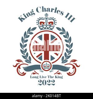 King Charles III 2022 vector illustration - Prince Charles  becomes King Charles after the death of the Queen. Stock Photo