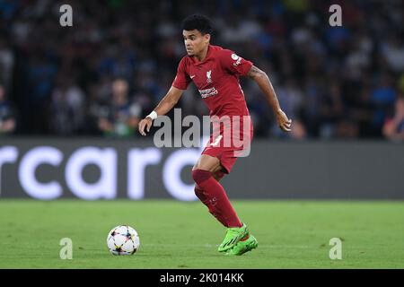 Naples, Italy. 07th Sep, 2022. Luis Diaz of Liverpool FC during the UEFA Champions League match between Napoli and Liverpool at Stadio Diego Armando Maradona, Naples, Italy on 7 September 2022. Credit: Giuseppe Maffia/Alamy Live News Stock Photo