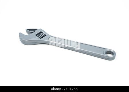Plastic children's toy - gray wrench with adjustable head Stock Photo