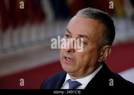 Brussels, Belgium. 09th Sep, 2022. Minister Jozef SIKELA during a EU Energy ministers meeting to find solutions to rising energy prices at the EU headquarters in Brussels, Belgium on Sept. 9, 2022. Credit: ALEXANDROS MICHAILIDIS/Alamy Live News Stock Photo