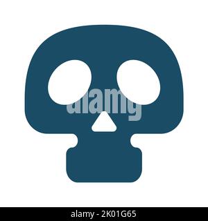 High quality dark blue flat skeleton skull icon. Pictogram, icon set, illustration. Useful for web site, banner, greeting cards, apps and social media Stock Photo