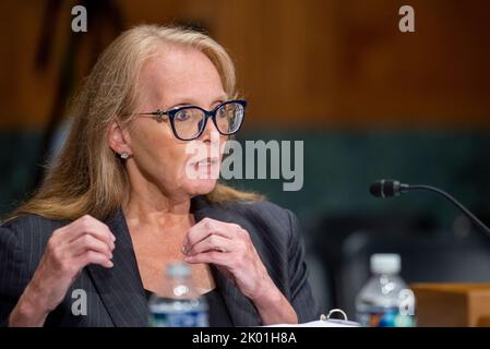 Kathleen A. Birrane, Maryland Insurance Commissioner on behalf of the National Association of Insurance Commissioners, appears before a Senate Committee on Banking, Housing, and Urban Affairs hearing to examine current issues in insurance in the Dirksen Senate Office Building in Washington, DC, Thursday, September 8, 2022. Credit: Rod Lamkey / CNP/Sipa USA Stock Photo