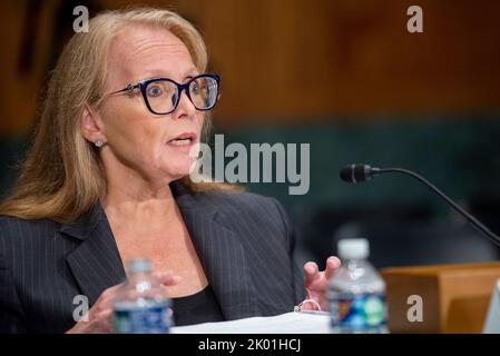 Washington, United States Of America. 08th Sep, 2022. Kathleen A. Birrane, Maryland Insurance Commissioner on behalf of the National Association of Insurance Commissioners, appears before a Senate Committee on Banking, Housing, and Urban Affairs hearing to examine current issues in insurance in the Dirksen Senate Office Building in Washington, DC, Thursday, September 8, 2022. Credit: Rod Lamkey/CNP/Sipa USA Credit: Sipa USA/Alamy Live News Stock Photo