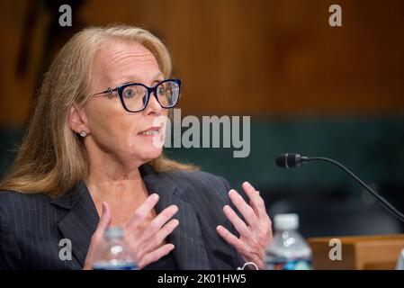 Washington, United States Of America. 08th Sep, 2022. Kathleen A. Birrane, Maryland Insurance Commissioner on behalf of the National Association of Insurance Commissioners, appears before a Senate Committee on Banking, Housing, and Urban Affairs hearing to examine current issues in insurance in the Dirksen Senate Office Building in Washington, DC, Thursday, September 8, 2022. Credit: Rod Lamkey/CNP/Sipa USA Credit: Sipa USA/Alamy Live News Stock Photo