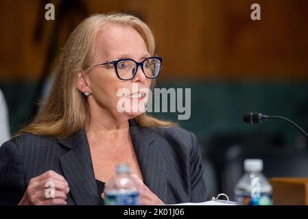 Washington, United States Of America. 08th Sep, 2022. Kathleen A. Birrane, Maryland Insurance Commissioner on behalf of the National Association of Insurance Commissioners, appears before a Senate Committee on Banking, Housing, and Urban Affairs hearing to examine current issues in insurance in the Dirksen Senate Office Building in Washington, DC, Thursday, September 8, 2022. Credit: Rod Lamkey/CNP/Sipa USA Credit: Sipa USA/Alamy Live News Stock Photo