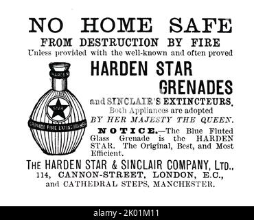 Advertisement for the Harden grenade fire extinguisher. Stock Photo