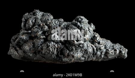 Melted grey stone isolated on black background. Stock Photo