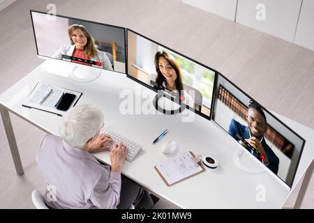 Virtual Remote Business Staff Training Meeting Presentation Stock Photo