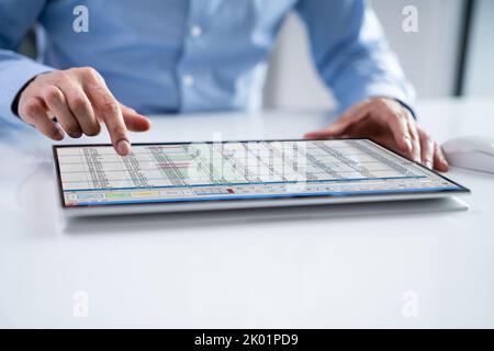 Spreadsheet Data Business Work On Office Tablet Stock Photo
