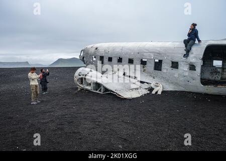 Solheimasandur plane wreck, Iceland Stock Photo