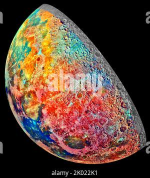 False-color mosaic of the moon surface Stock Photo