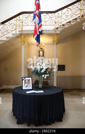 Salisbury , UK, 9th September 2022, A book of condolence has been opened by Salisbury City Council at Salisbury Guildhall following the passing of Her Majesty The Queen.  Friday 9th September 2022 Stock Photo