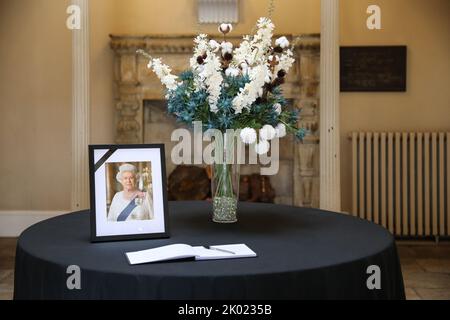 Salisbury , UK, 9th September 2022, A book of condolence has been opened by Salisbury City Council at Salisbury Guildhall following the passing of Her Majesty The Queen.  Friday 9th September 2022 Stock Photo