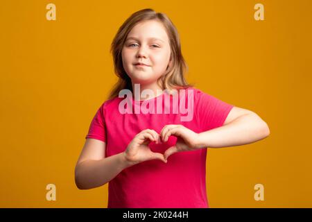 love sign supportive kid admiration sympathy girl Stock Photo