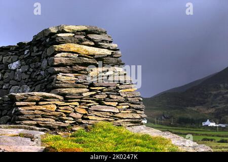 Detail of Cahergall Stone Fort, Caherciveen, County Kerry, Ireland Stock Photo
