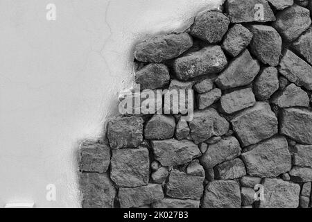 Wall made from Volcanic rock in Santorini , Greece Stock Photo