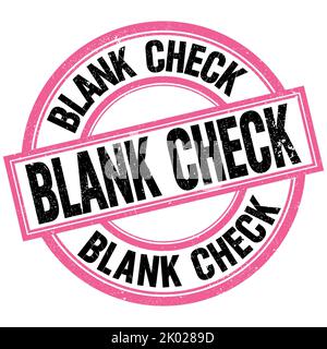 BLANK CHECK text written on pink-black round stamp sign Stock Photo