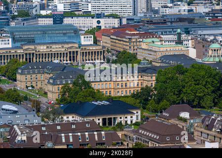 View of downtown Stuttgart (new castle) from the Bopser mountain. Baden-Württemberg, Germany, Europe Stock Photo