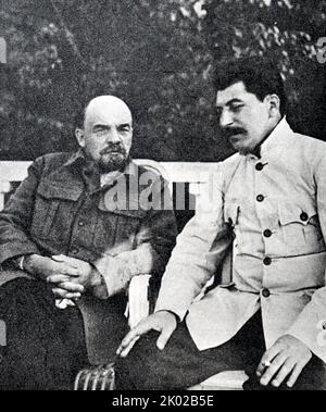 Stalin and Lenin, Russian Bolshevik revolutionary leaders, Moscow ...