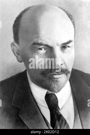 Vladimir Ilyich Ulyanov (1870 - 1924), alias Lenin, Russian revolutionary, politician, and political theorist. He served as the head of government of Soviet Russia from 1917 to 1924 and of the Soviet Union from 1922 to 1924. Stock Photo