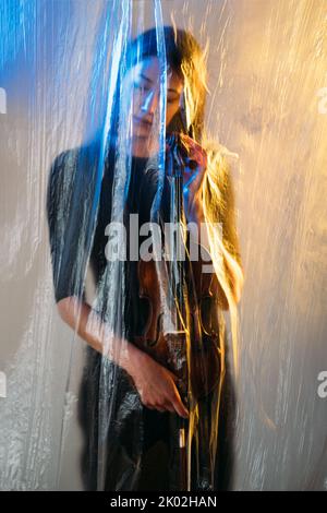 musician woman conceptual art portrait isolation Stock Photo