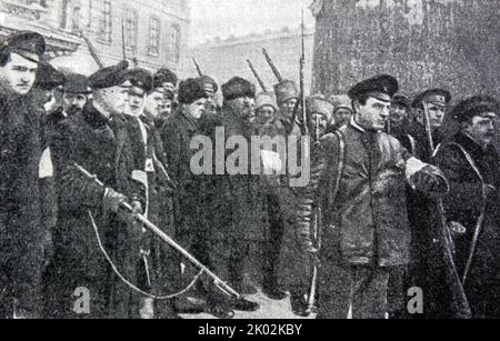 Revolutionary militia in St Petersburg arrest city officials. February 1917 Stock Photo