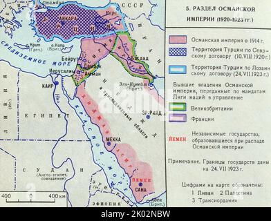 Russian map showing the Partition of the Ottoman Empire (1920-1923). Stock Photo