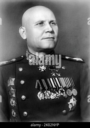 Ivan Stepanovich Konev (1897 - 1973) Soviet general and Marshal of the Soviet Union who led Red Army forces on the Eastern Front during World War II, responsible for taking much of Axis-occupied Eastern Europe. Stock Photo
