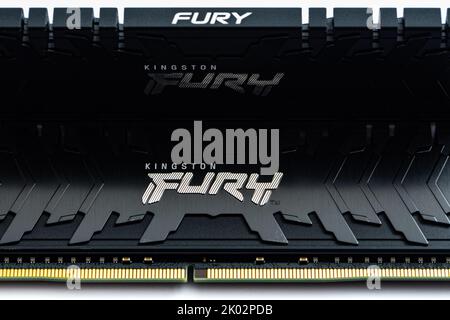 Lviv, Ukraine - September 9, 2022: DDR4 32GB (2x16GB) 3600 MHz Fury Renegade Black Kingston Fury (ex.HyperX) Stock Photo