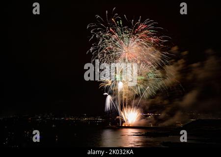 Image from the 2021 British firework championships held at Plymouth, Devon Stock Photo