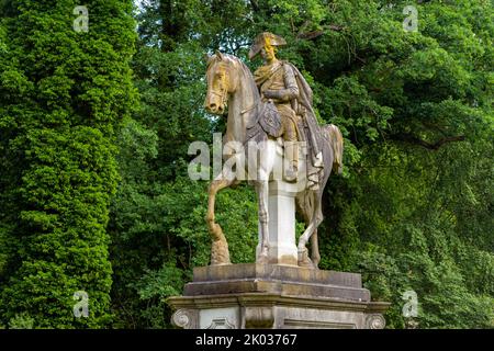 Equestrian statue Frederick the Great, Sanssouci Park, Potsdam, Brandenburg, Germany Stock Photo