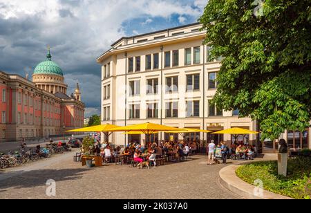 Humboldstraße at Otto-Braun-Platz and St. Nikolai Church, Potsdam, Brandenburg, Germany Stock Photo