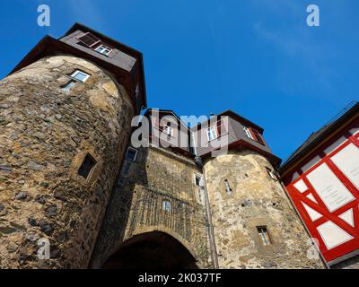 Europe, Germany, Hesse, Hessen-Nassau, Taunus, Taunus Nature Park, Braunfels, city fortification at the Lower Gate Stock Photo
