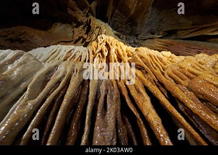 Dripstone cave, Grotte du Château de la Roche Stock Photo