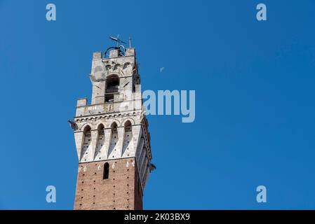 Torre del Mangia, bell tower in Piazza del Campo, Siena, Tuscany, Italy Stock Photo
