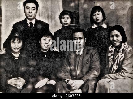 Ren Bishi took a group photo with Zhou Enlai in Moscow. Ren Bishi and Zhou were military and political leaders in the early Chinese Communist Party. In the early 1930s, Stock Photo